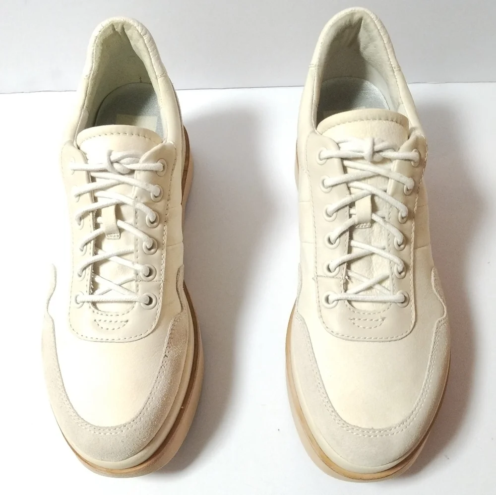 Dolce Vita Jayne Ivory Wedge Double Platform Lace-up Sneakers Shoes 8.5